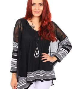 Joseph Ribkoff Tops V Neck Stripe Tunic Top | JR27