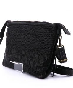 JuJu & Co Handbags Santorini Small Shoulder Bag | Black Perforated