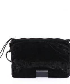 JuJu & Co Handbags Santorini Small Shoulder Bag | Black Perforated