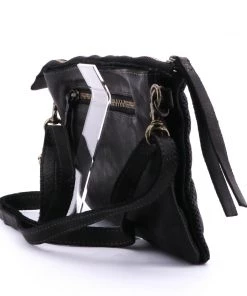 JuJu & Co Handbags Santorini Small Shoulder Bag | Black Perforated