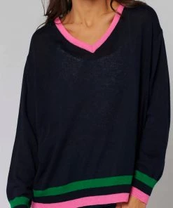 Italian Star Collage Knit | Navy | IS33