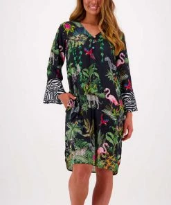 Lula Life Jungle Print Dress | Black | LL54