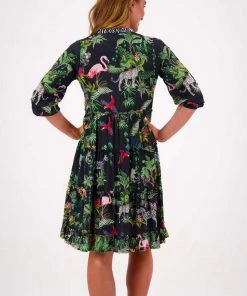 Lula Life Resort Wear Jungle Tiered Dress |Black | LL56