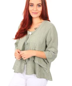 Jenny Jazz Capri Linen Jacket | Khaki | JJ13 Jackets/Coats