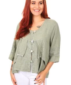 Jenny Jazz Capri Linen Jacket | Khaki | JJ13 Jackets/Coats