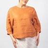 Naturals By O & J Clothing Round Neck Linen Top - Copper - OJ4