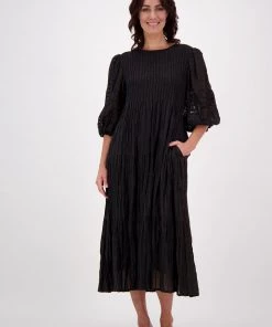 Lula Soul Lennox Shirred Dress | Black | LS34