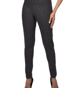 Frank Lyman Leopard Knit Legging | Black | FL47