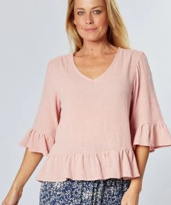 WD Designs Libby Ruffle Top | Musk | WD3 Clothing