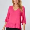 WD Designs Clothing Libby Ruffle Top | Pink | WD3