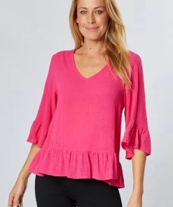 WD Designs Clothing Libby Ruffle Top | Pink | WD3