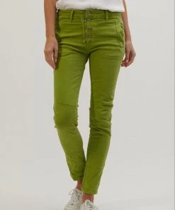 Italian Star Classic Button Jeans | Lime | IS10