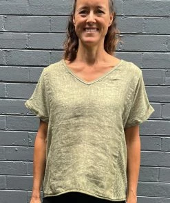 So French So Chic Linen Art Top | Militare | SF1