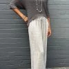Cindy G Linen Frayed Pocket Pants | Grey | CG26 Clothing