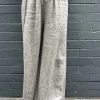 Cindy G Linen Frayed Pocket Pants | Pebble Stone Grey | CG26 Clothing