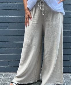 Cindy G Linen Draw String Pants | Natural | CG20 Clothing