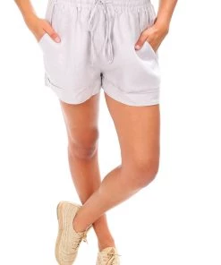 Cali & Co Casual Linen Shorts - Grey - CC12