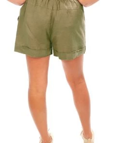 Cali & Co Casual Linen Shorts - Khaki - CC12
