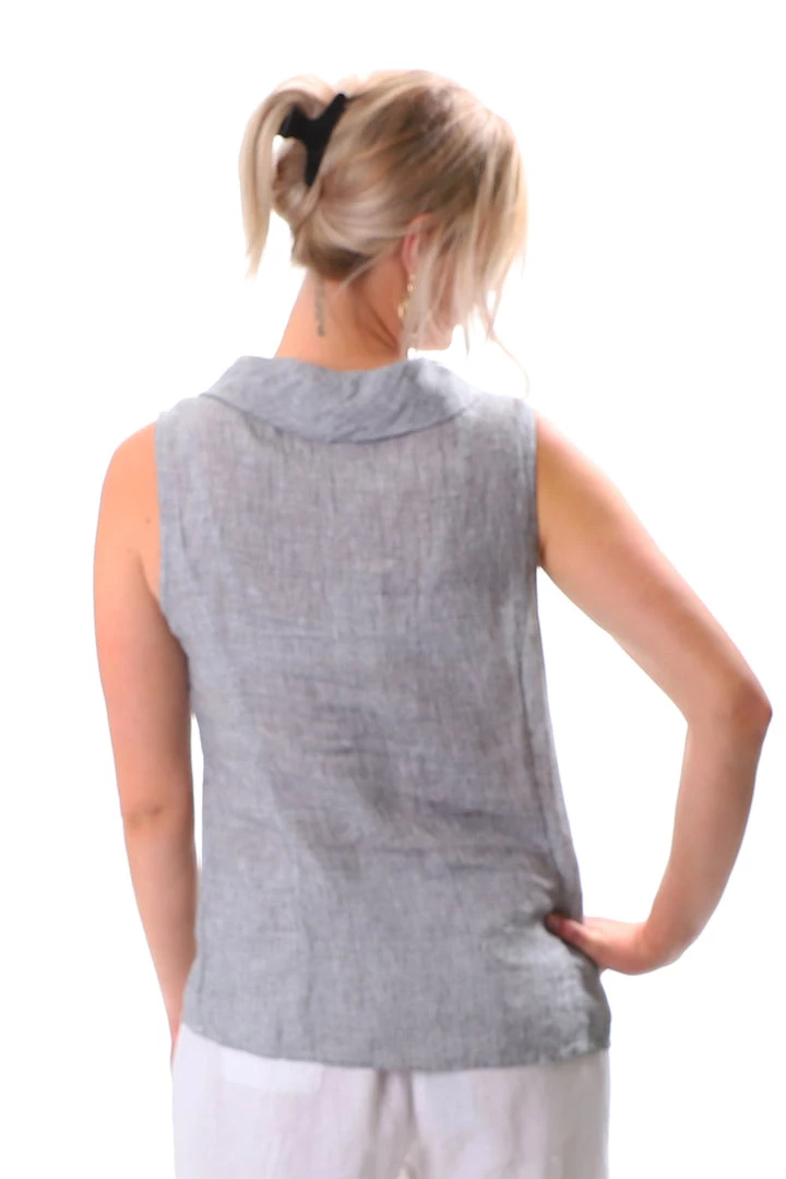 Naturals By O & J Linen Tank Top - Black Houndstooth - OJ11 Clothing 4 Naturals By O & J Linen Tank Top - Black Houndstooth - OJ11 Clothing