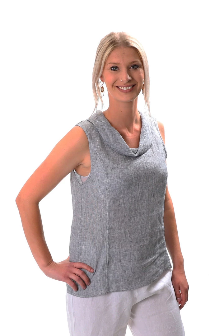 Naturals By O & J Linen Tank Top - Black Houndstooth - OJ11 Clothing 3 Naturals By O & J Linen Tank Top - Black Houndstooth - OJ11 Clothing