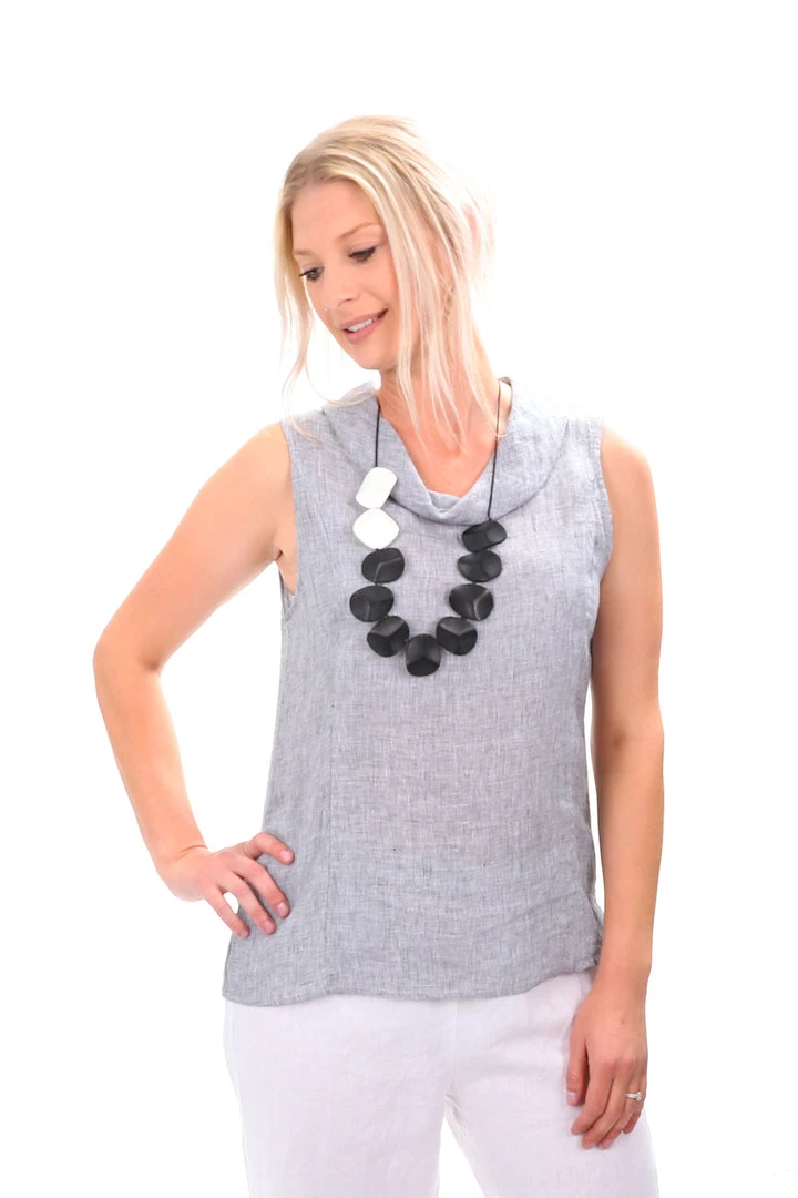 Naturals By O & J Linen Tank Top - Black Houndstooth - OJ11 Clothing 2 Naturals By O & J Linen Tank Top - Black Houndstooth - OJ11 Clothing