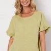 Gordon Smith Linen Julie Shell Top | Celery | GS36s