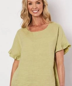 Gordon Smith Linen Julie Shell Top | Celery | GS36s