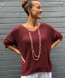 Cindy G Clothing Long Sleeve Knit | Maroon | CG12