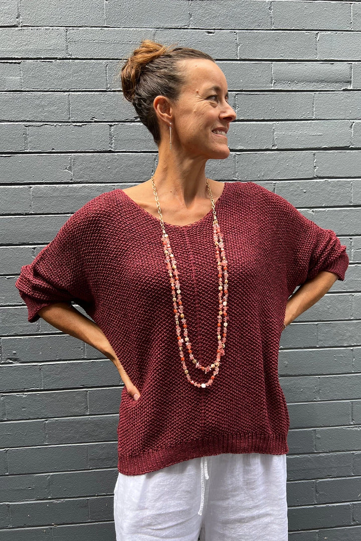 Cindy G Clothing Long Sleeve Knit | Maroon | CG12 1 Cindy G Clothing Long Sleeve Knit | Maroon | CG12