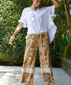 Threadz Tops Frill Detail Button Top | White | TZ10