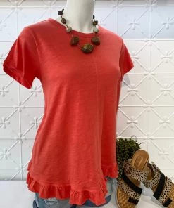 Maglia Clothing Cotton Frill Top - Poppy - MAG8