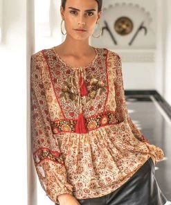 Miss June Mahal Embellished Top | Red | M51 Clothing