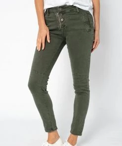 Italian Star Classic Button Jeans | Military | IS10