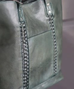 Modapelle Woven Pattern Tote Bag - Emerald Handbags