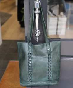 Modapelle Woven Pattern Tote Bag - Emerald Handbags
