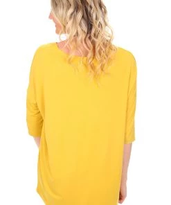 Relaxed High Low Bamboo Top | Mustard