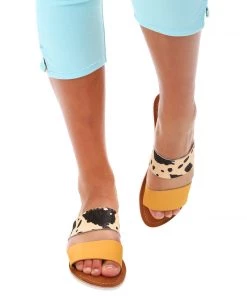 Human Grove Leather Slide | Mustard Jersey | HS13 Shoes