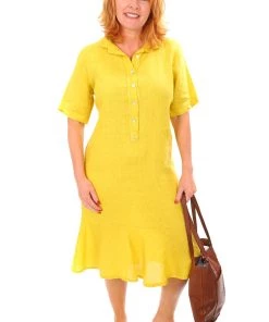 So French So Chic Erin Flared Linen Dress | Bamboo | SF3s Dresses