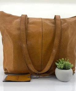 Modapelle Vintage Leather Large Tote | Mustard | ML43