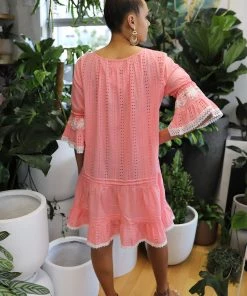 Naudic Kasbah Dress | Happy Schiffli | Pink | ND4s