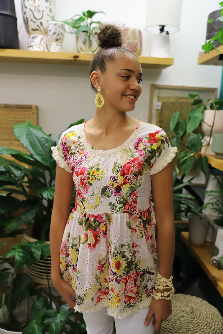 Naudic Clothing Polo Top | Fiesta Print | White | ND1s 3 Naudic Clothing Polo Top | Fiesta Print | White | ND1s