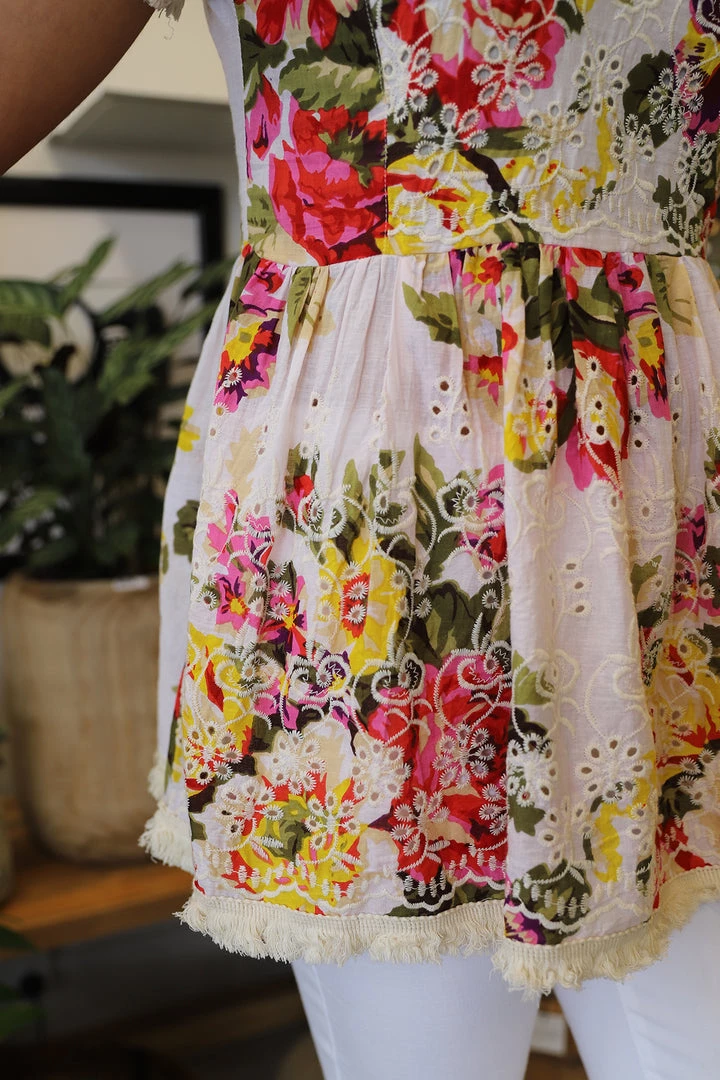 Naudic Clothing Polo Top | Fiesta Print | White | ND1s 2 Naudic Clothing Polo Top | Fiesta Print | White | ND1s