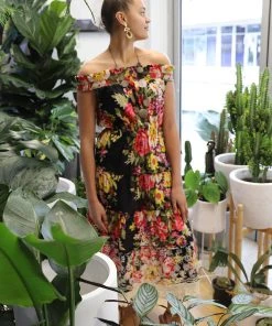 Naudic Dresses Sorento Long Dress | Black Fiesta | ND2s