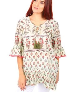 Naudic Tops Hacienda Tunic Top | Sage | N4s