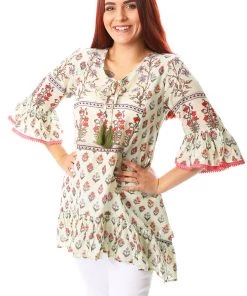 Naudic Tops Hacienda Tunic Top | Sage | N4s