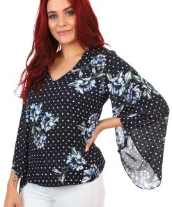 Joseph Ribkoff Navy Blooms Blouse - Navy Floral