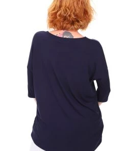 Tops Relaxed High Low Bamboo Top | Navy
