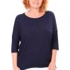 Tops Relaxed High Low Bamboo Top | Navy
