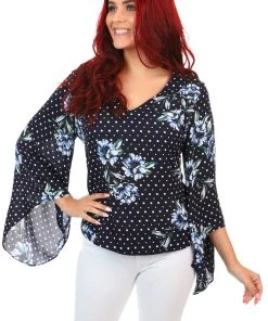 Joseph Ribkoff Navy Blooms Blouse - Navy Floral
