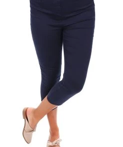 Cafe Latte Stretch Capri Jeggings | Navy | CL2 Pants
